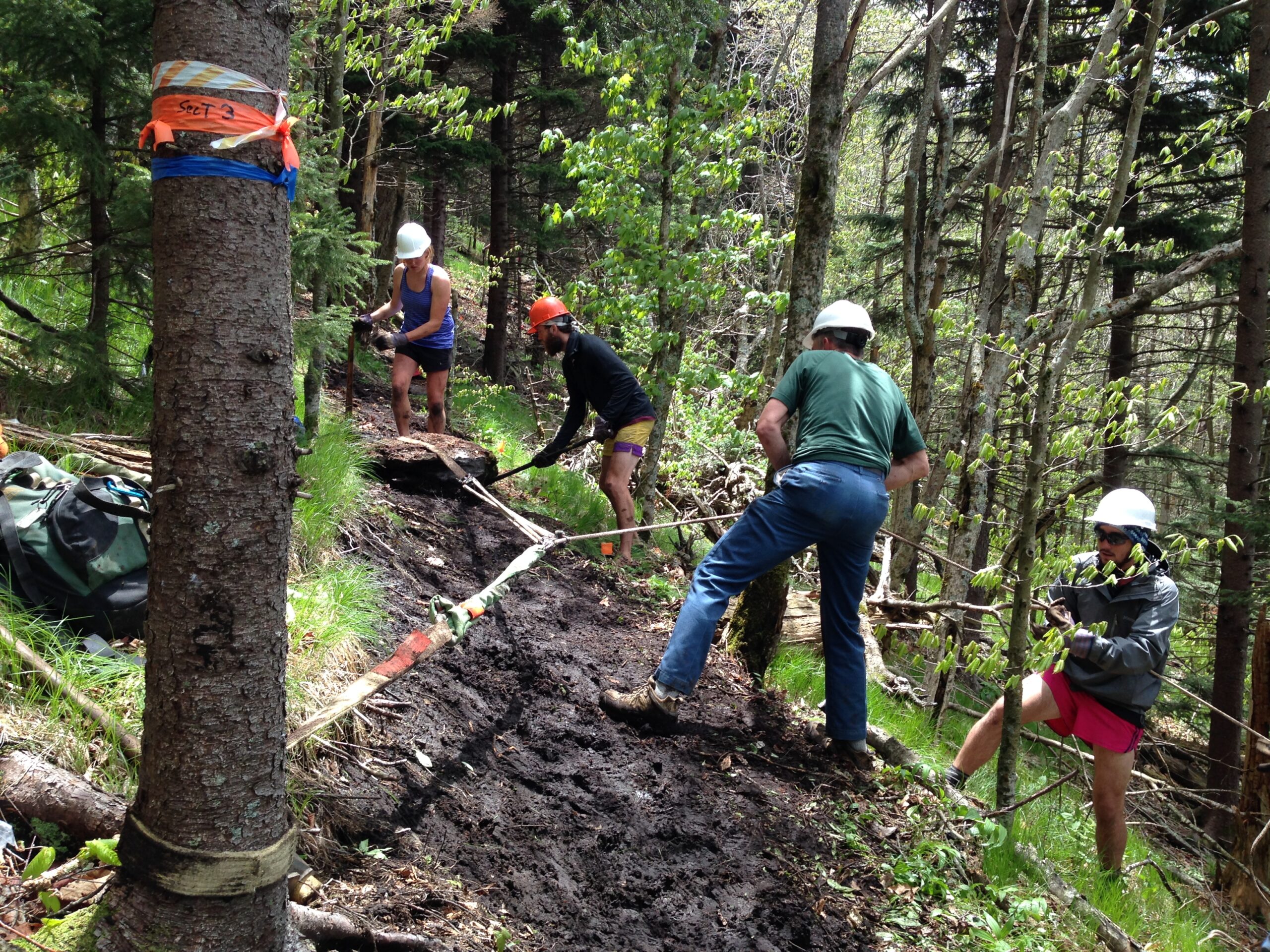 Conservation United Trail Maintenance & Construction Insurance team working on sustainable hiking trail