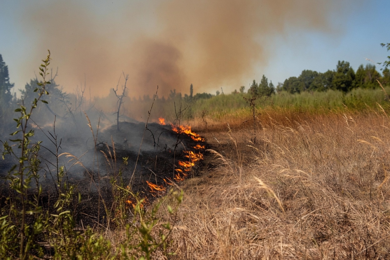 Land managers conducting safe prescribed fire controlled burn for ecosystem restoration